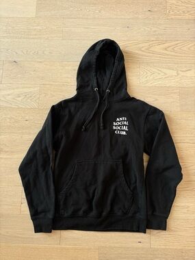 Anti Social Social Club Black Hoodie with White Interior Logo